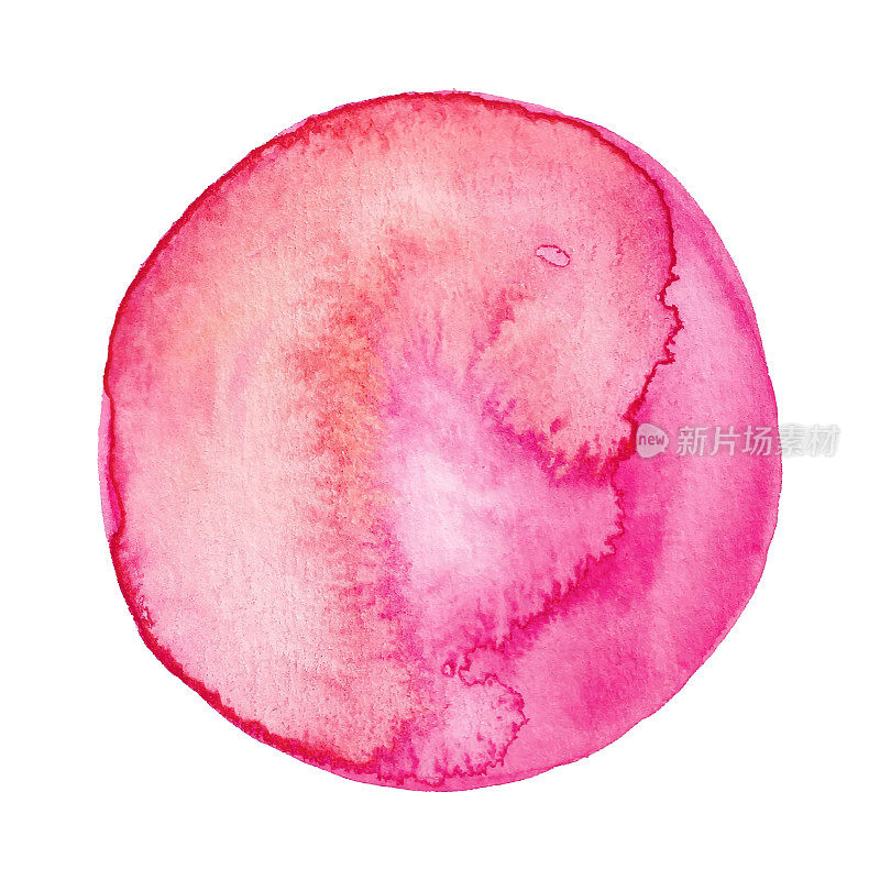 Pink Painted Watercolor Circle Isolated on a White Background